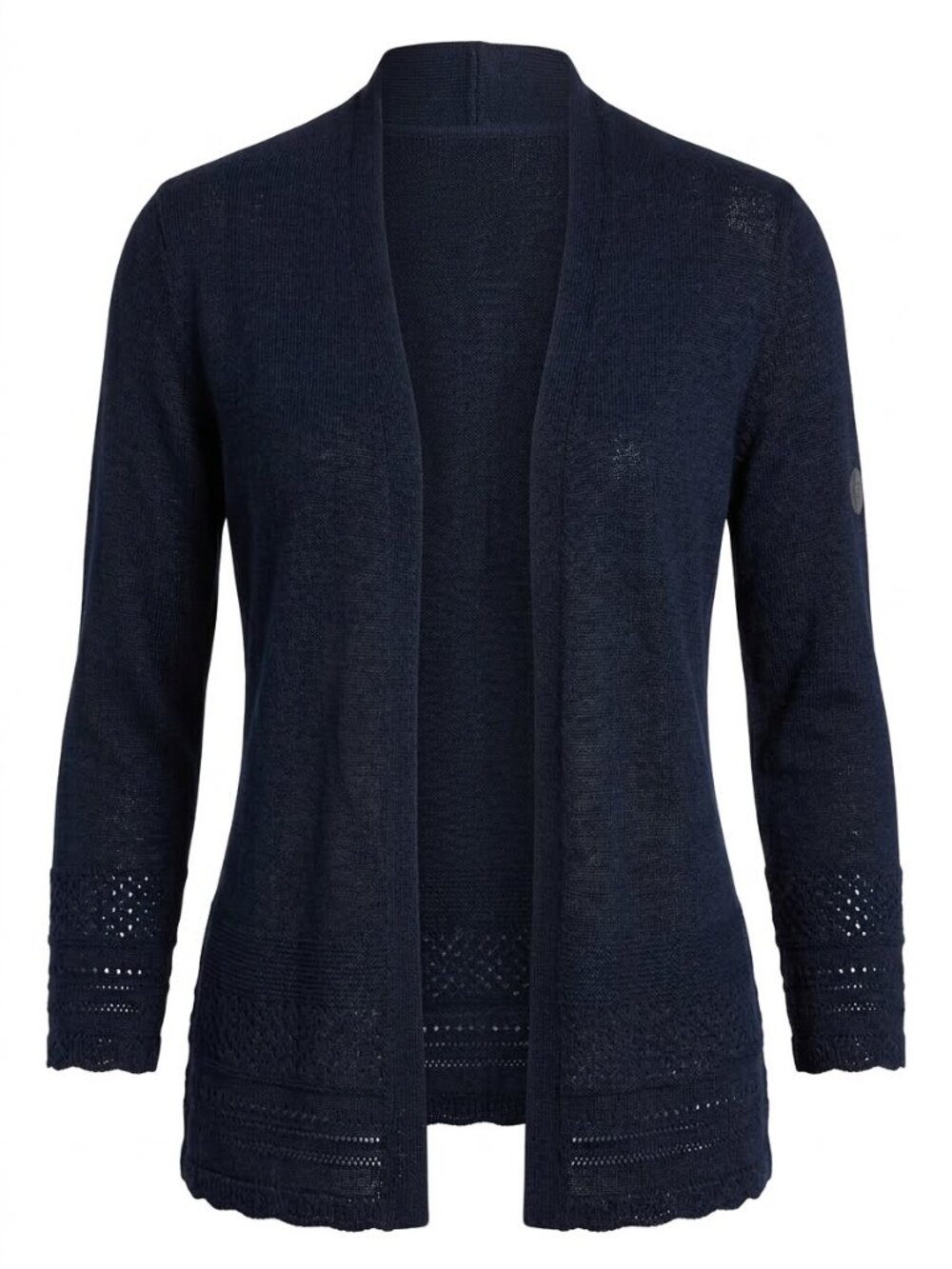 Nanette Lepore Navy Blue 100% Linen Open Cardigan 3657
